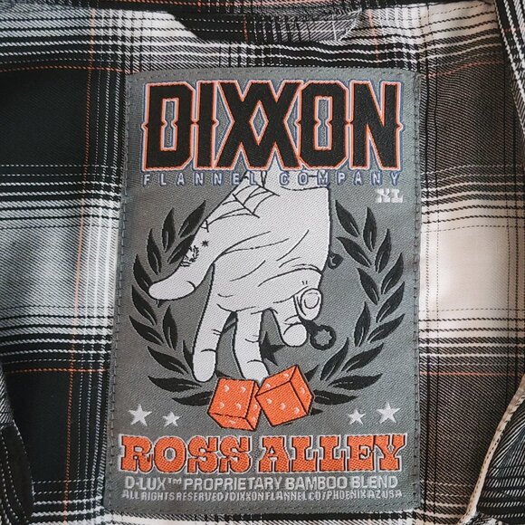Dixxon Flannel Company Shirt Mens XL Black White Ross Alley Bamboo Blend Plaid - Picture 5 of 10